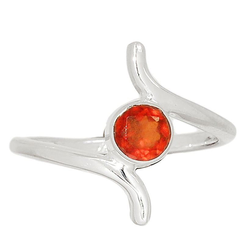 Small Plain - Hessonite Garnet Faceted Ring - HFGR411