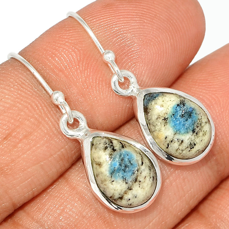 1.2" K2 Blue - Azurite In Quartz Earrings - K2E594