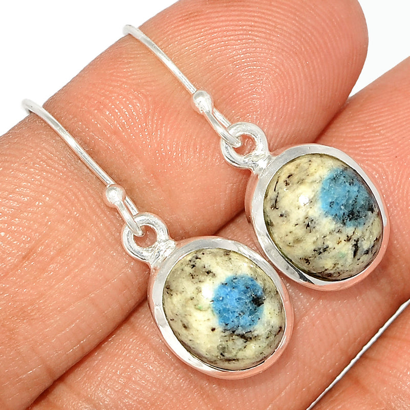 1.2" K2 Blue - Azurite In Quartz Earrings - K2E595
