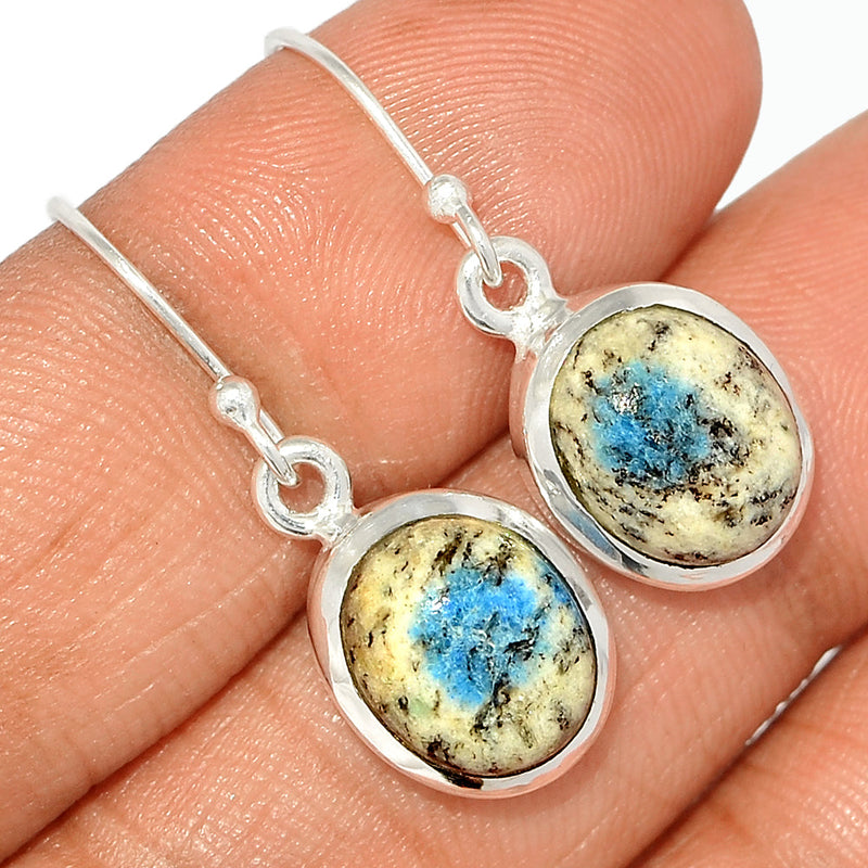 1.2" K2 Blue - Azurite In Quartz Earrings - K2E597