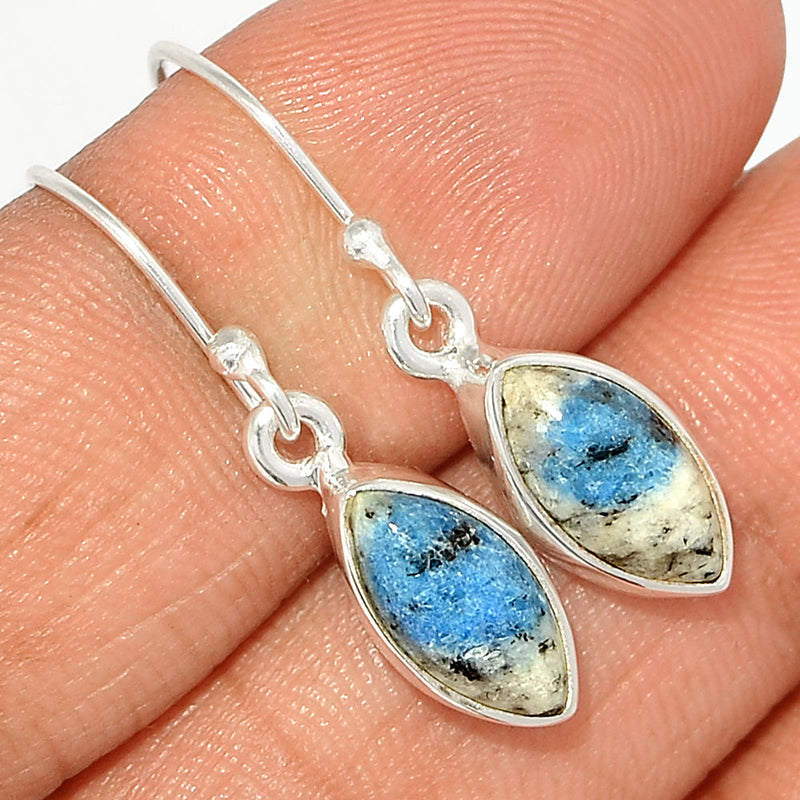 1.2" K2 Blue - Azurite In Quartz Earrings - K2E598
