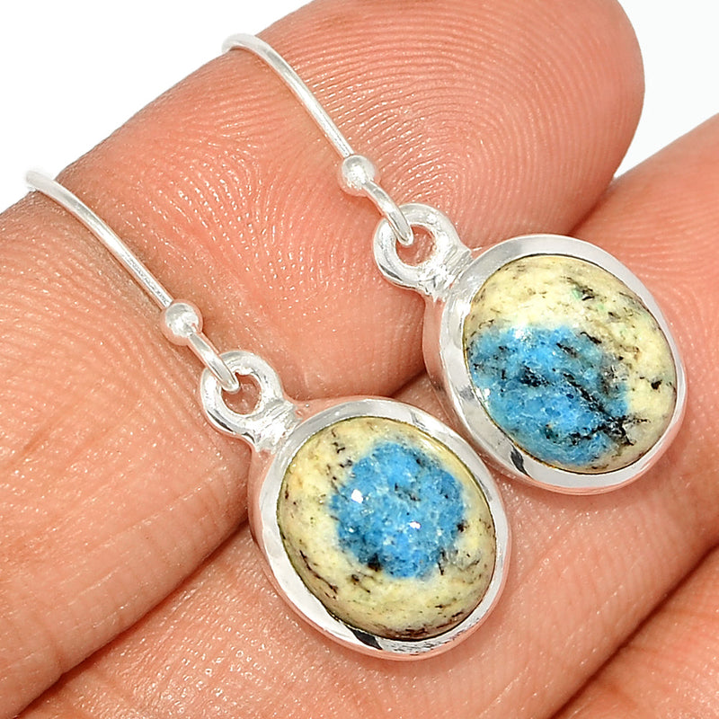 1.2" K2 Blue - Azurite In Quartz Earrings - K2E599