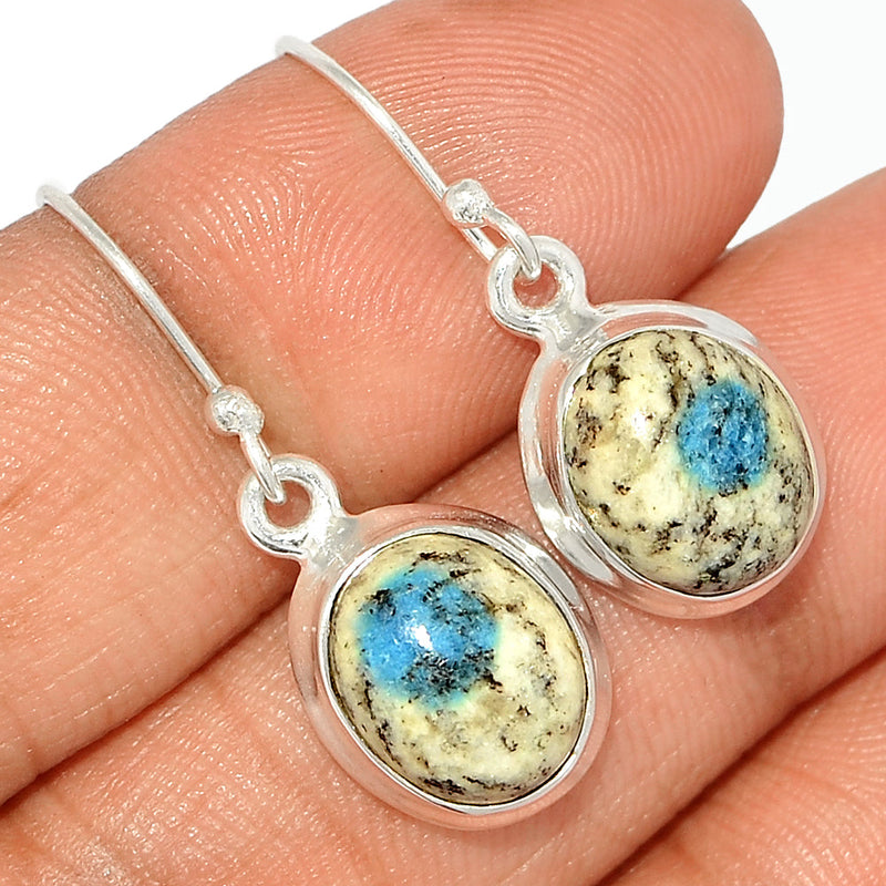 1.2" K2 Blue - Azurite In Quartz Earrings - K2E603