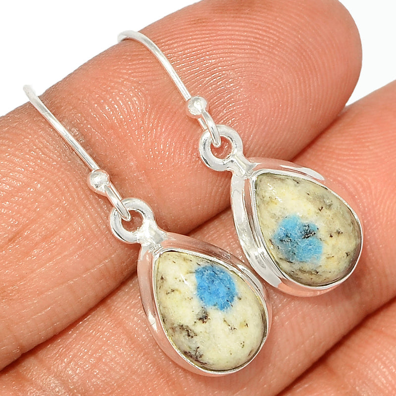 1.2" K2 Blue - Azurite In Quartz Earrings - K2E607