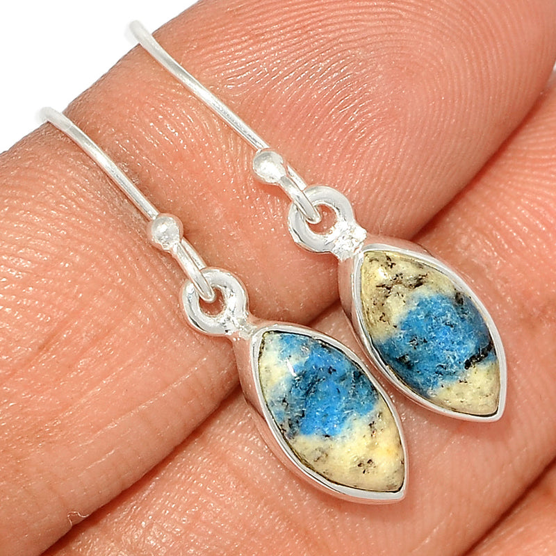 1.2" K2 Blue - Azurite In Quartz Earrings - K2E612