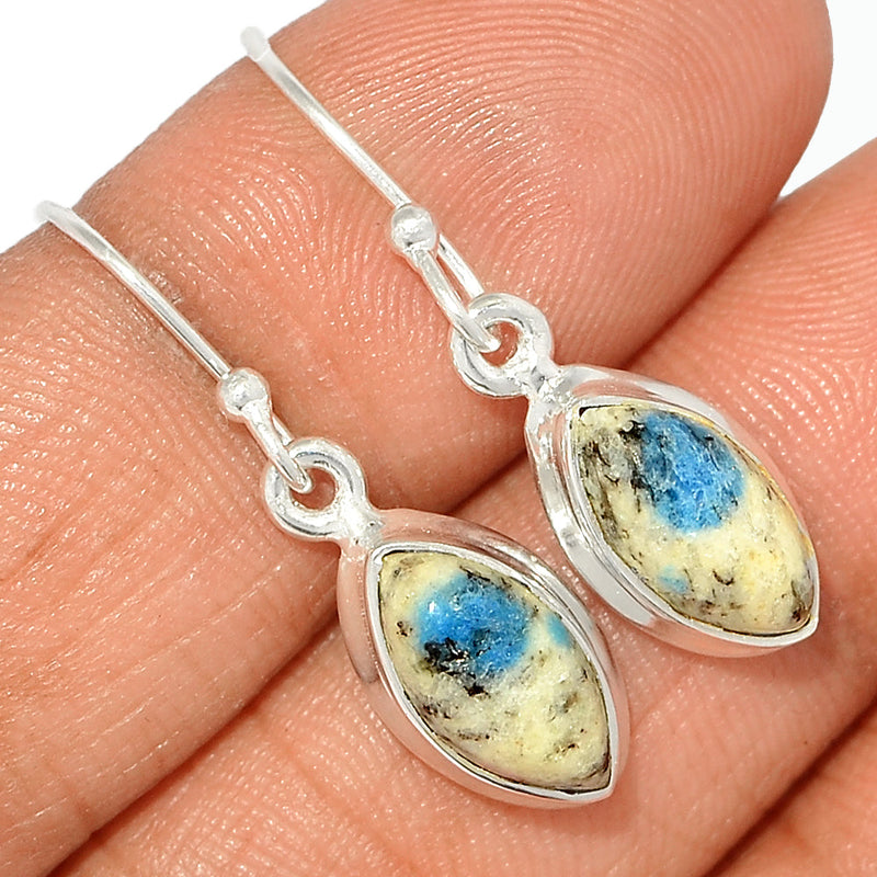1.2" K2 Blue - Azurite In Quartz Earrings - K2E628