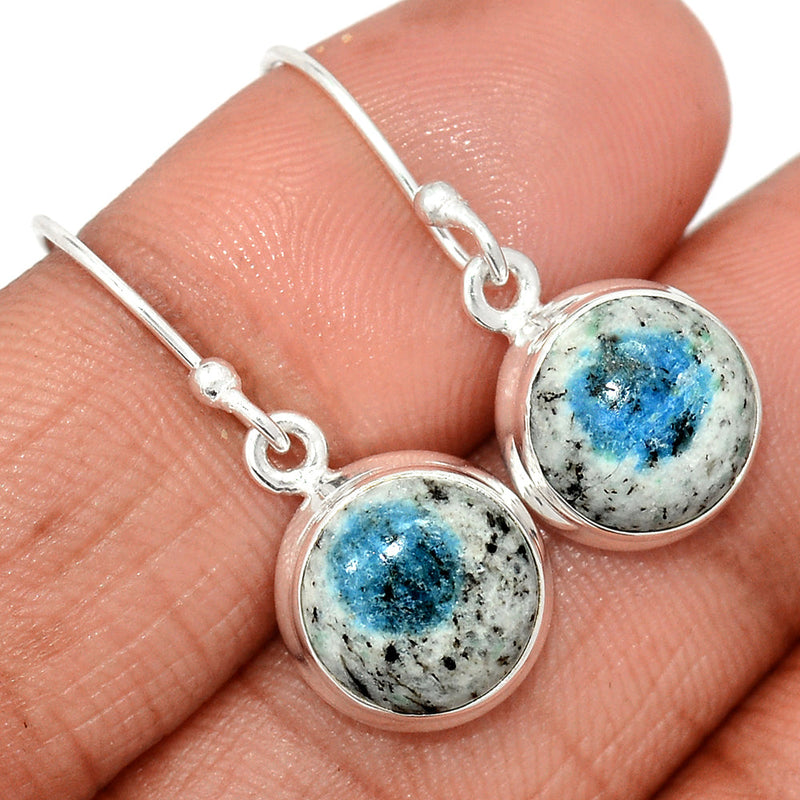 1.1" K2 Blue - Azurite In Quartz Earrings - K2E649