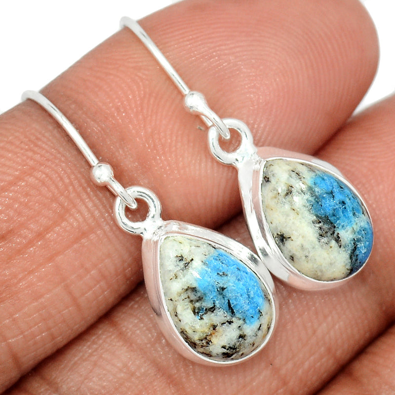 1.2" K2 Blue - Azurite In Quartz Earrings - K2E686