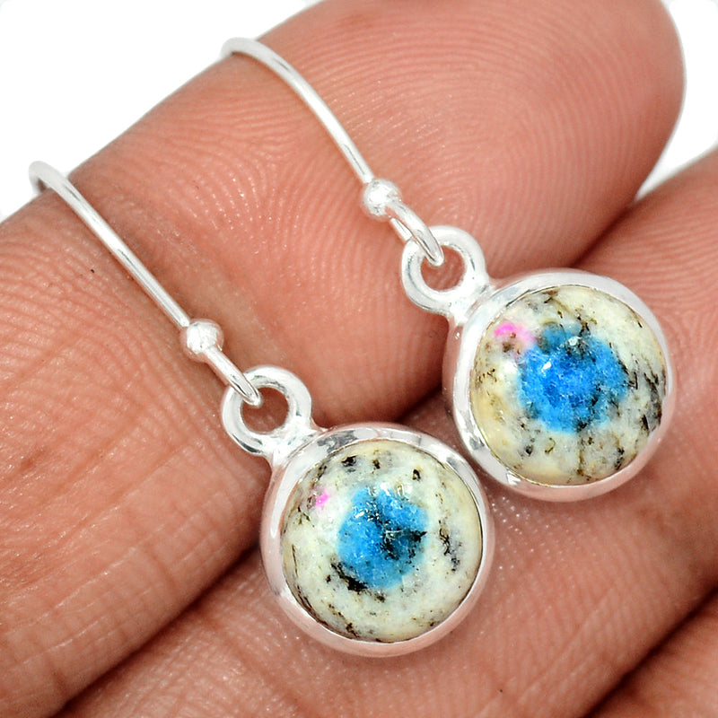 1.1" K2 Blue - Azurite In Quartz Earrings - K2E697