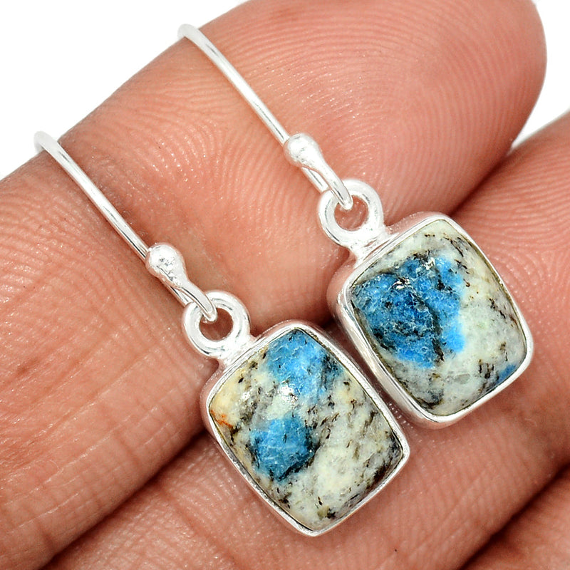 1.1" K2 Blue - Azurite In Quartz Earrings - K2E702