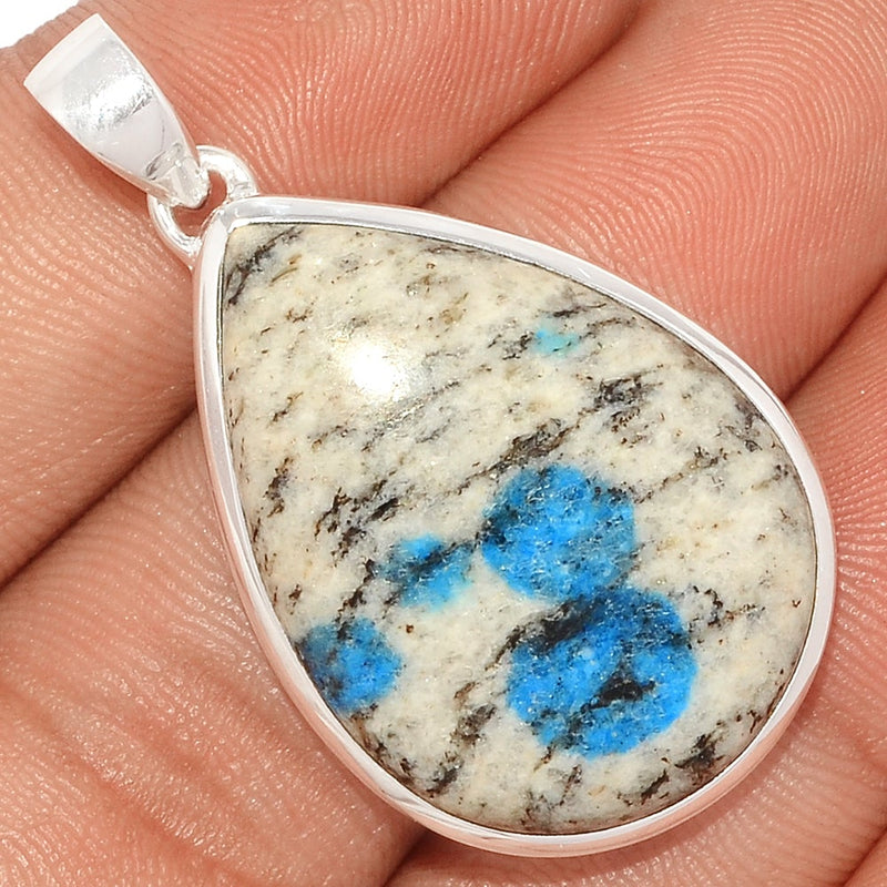 1.6" K2 Blue Azurite In Quartz Pendants - K2P1045