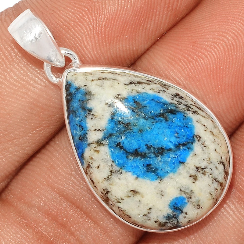 1.5" K2 Blue Azurite In Quartz Pendants - K2P1046