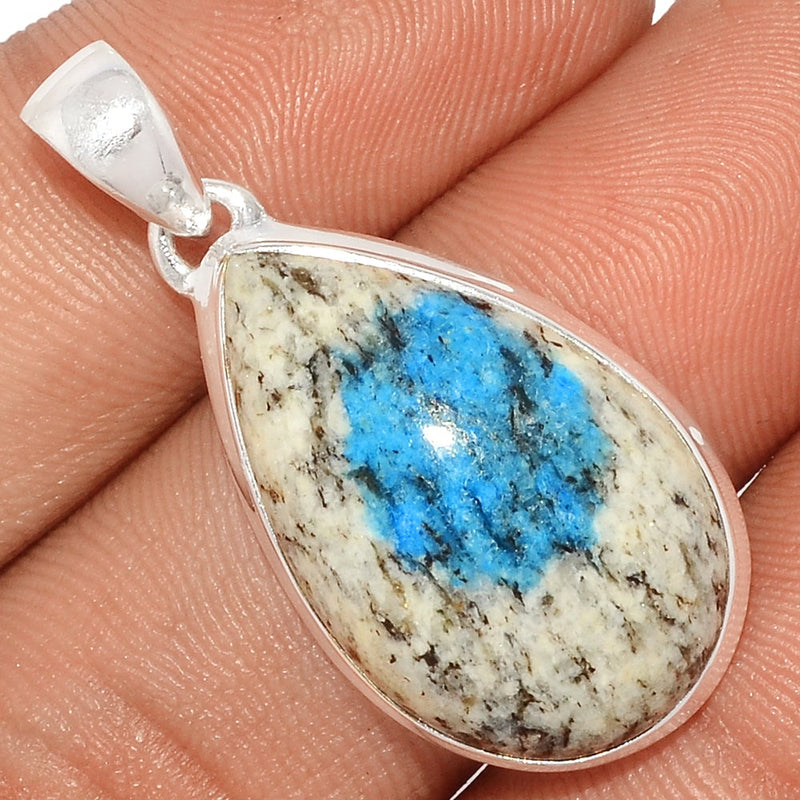 1.3" K2 Blue Azurite In Quartz Pendants - K2P1049