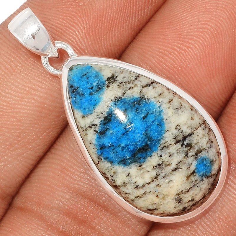 1.5" K2 Blue Azurite In Quartz Pendants - K2P1052