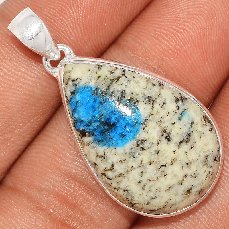 1.5" K2 Blue Azurite In Quartz Pendants - K2P1058