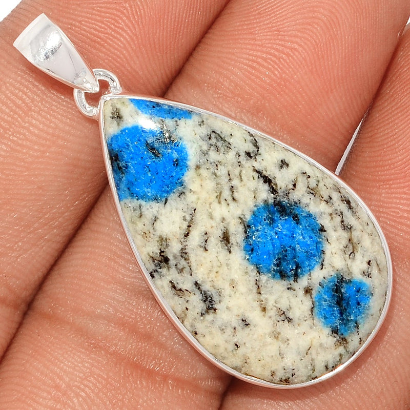 1.7" K2 Blue Azurite In Quartz Pendants - K2P1066