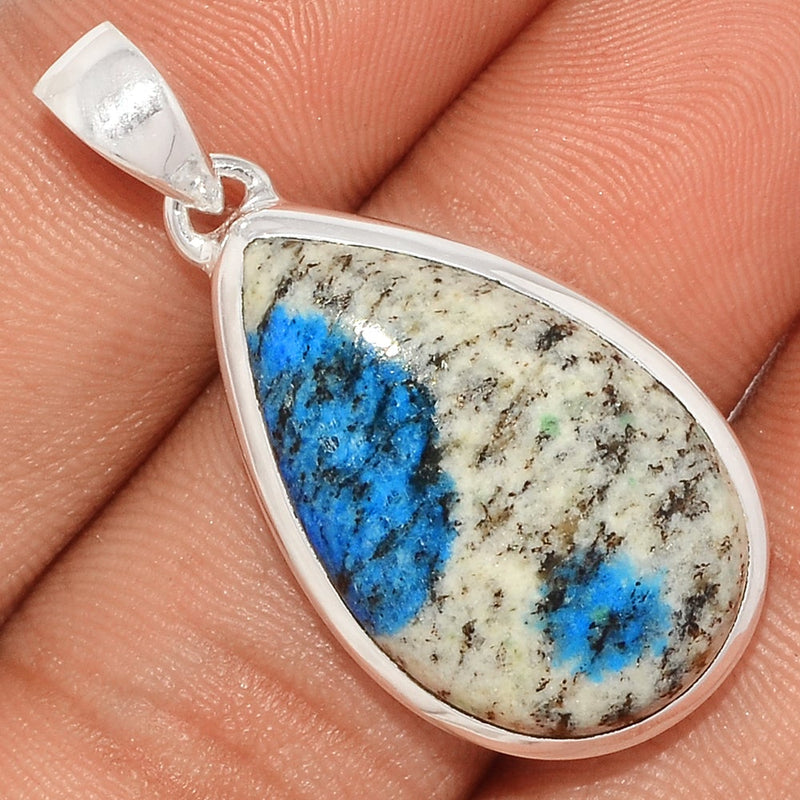 1.5" K2 Blue Azurite In Quartz Pendants - K2P1067