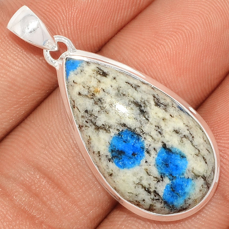 1.6" K2 Blue Azurite In Quartz Pendants - K2P1069