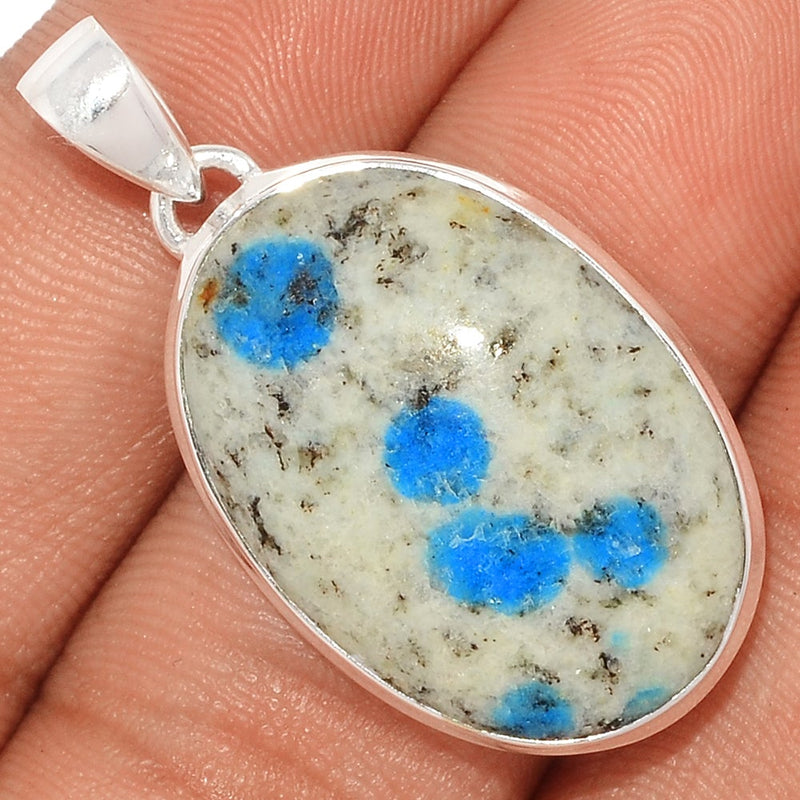 1.5" K2 Blue Azurite In Quartz Pendants - K2P1073