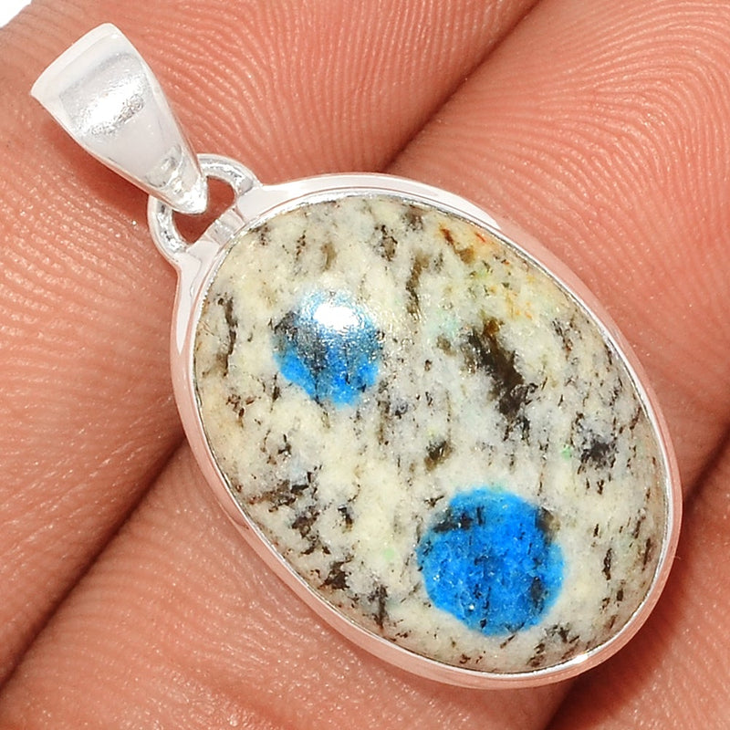1.2" K2 Blue Azurite In Quartz Pendants - K2P1076