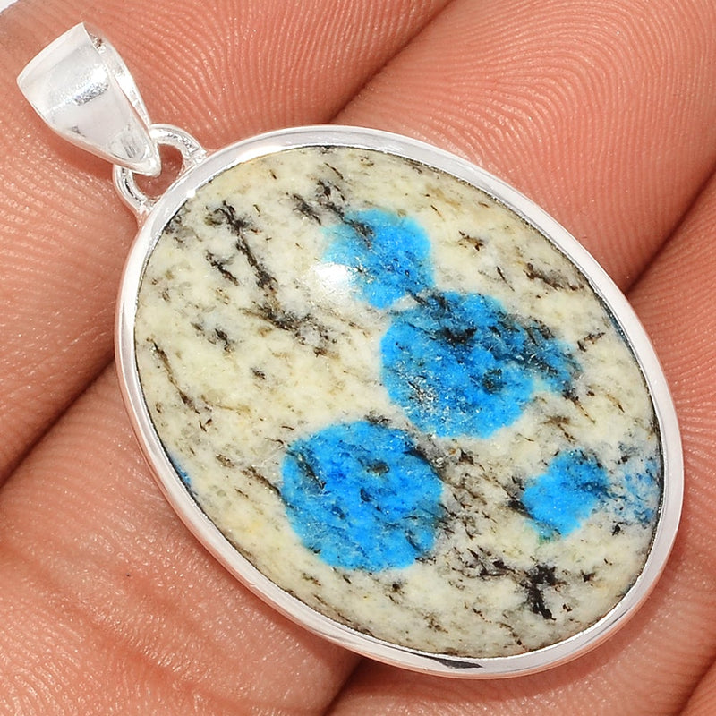 1.6" K2 Blue Azurite In Quartz Pendants - K2P1091