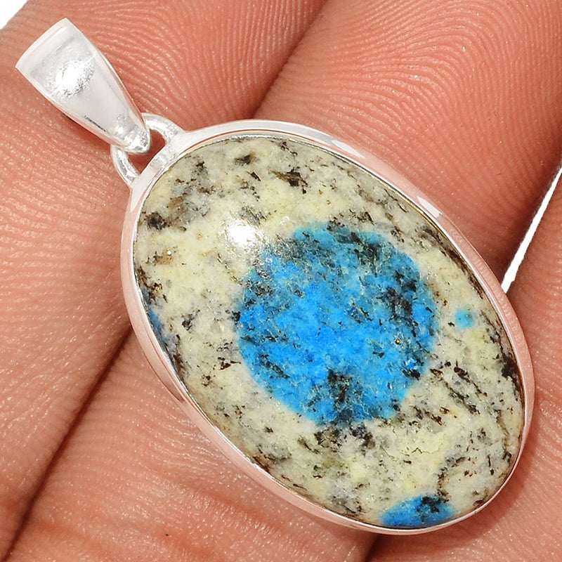 1.5" K2 Blue Azurite In Quartz Pendants - K2P1093