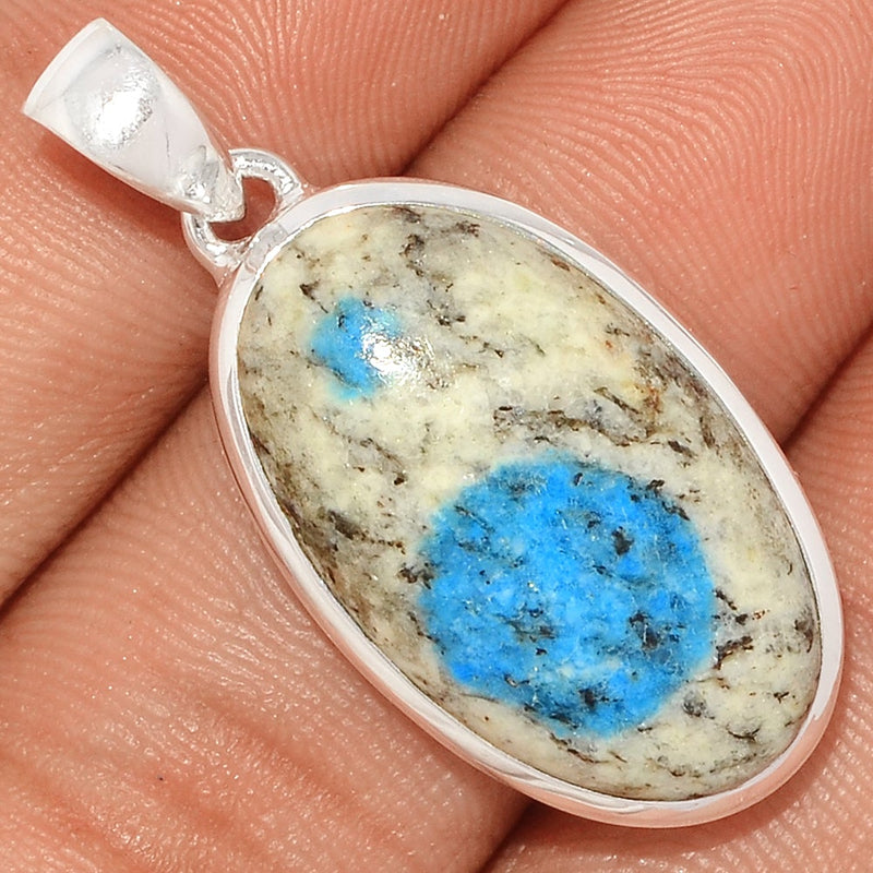 1.5" K2 Blue Azurite In Quartz Pendants - K2P1094