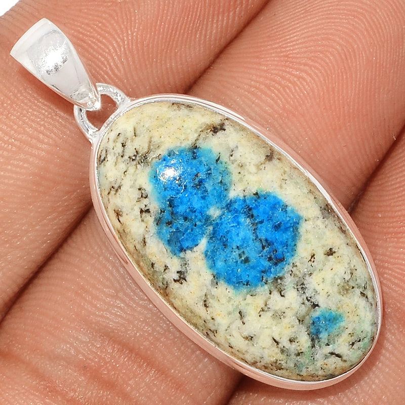 1.6" K2 Blue Azurite In Quartz Pendants - K2P1098