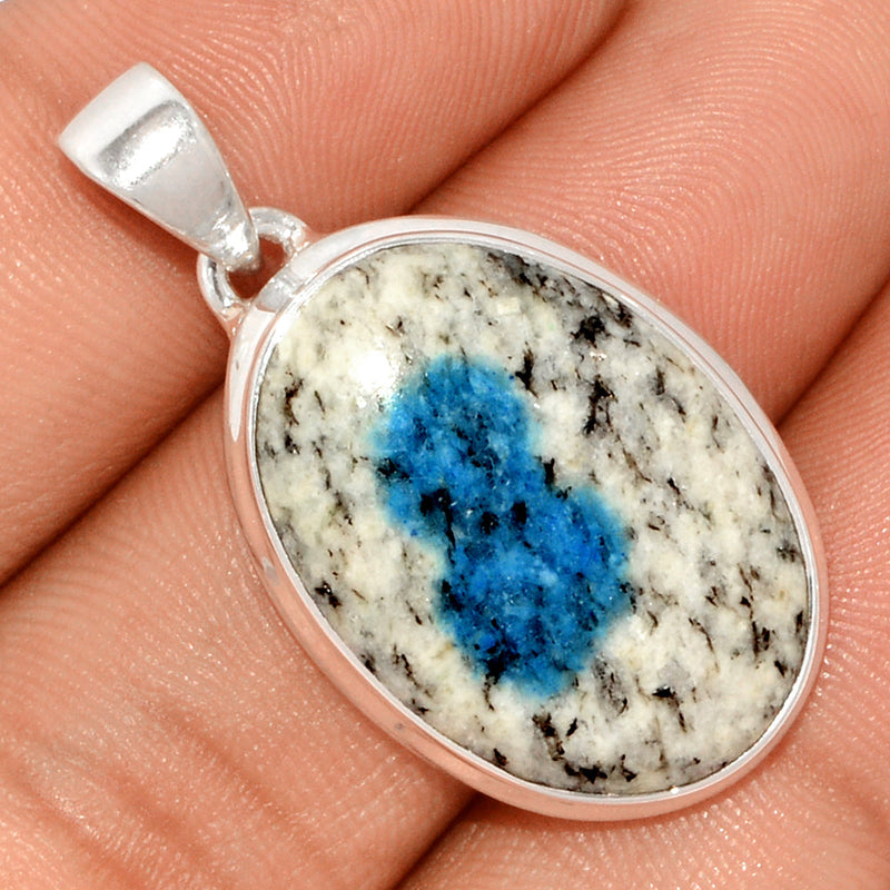 1.5" K2 Blue - Azurite In Quartz Pendants - K2P1102