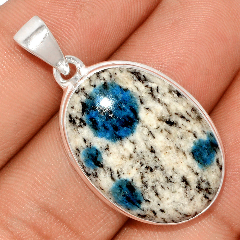 1.5" K2 Blue - Azurite In Quartz Pendants - K2P1103