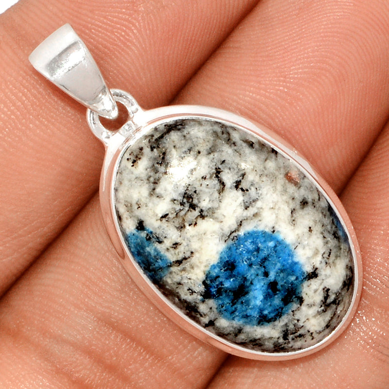 1.5" K2 Blue - Azurite In Quartz Pendants - K2P1107