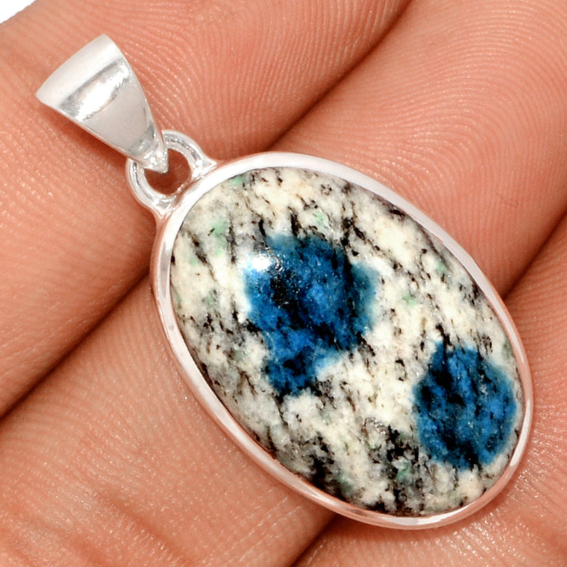 1.5" K2 Blue - Azurite In Quartz Pendants - K2P1109