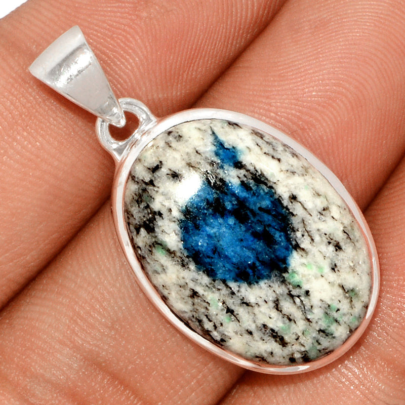 1.3" K2 Blue - Azurite In Quartz Pendants - K2P1110