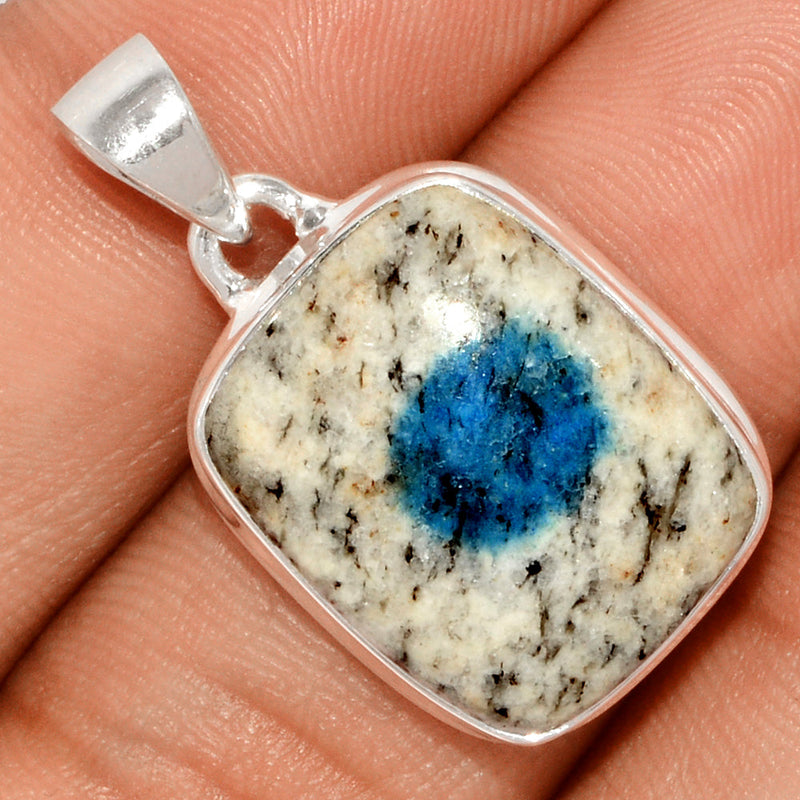 1.2" K2 Blue - Azurite In Quartz Pendants - K2P1127