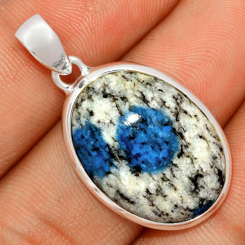 1.3" K2 Blue - Azurite In Quartz Pendants - K2P1135