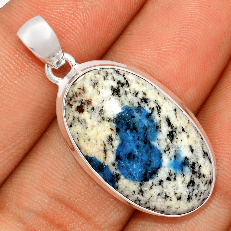 1.5" K2 Blue - Azurite In Quartz Pendants - K2P1138