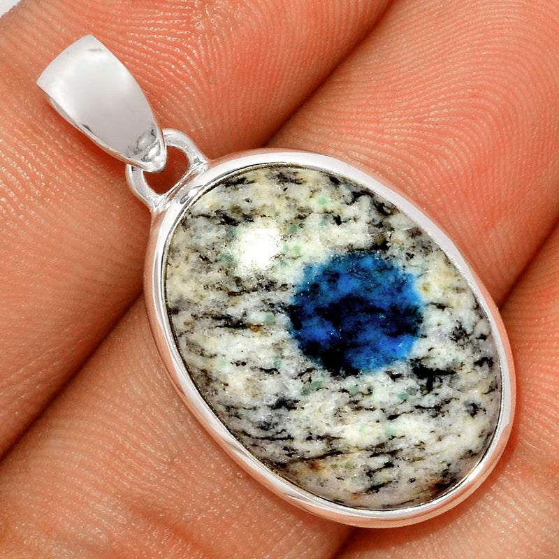1.3" K2 Blue - Azurite In Quartz Pendants - K2P1146