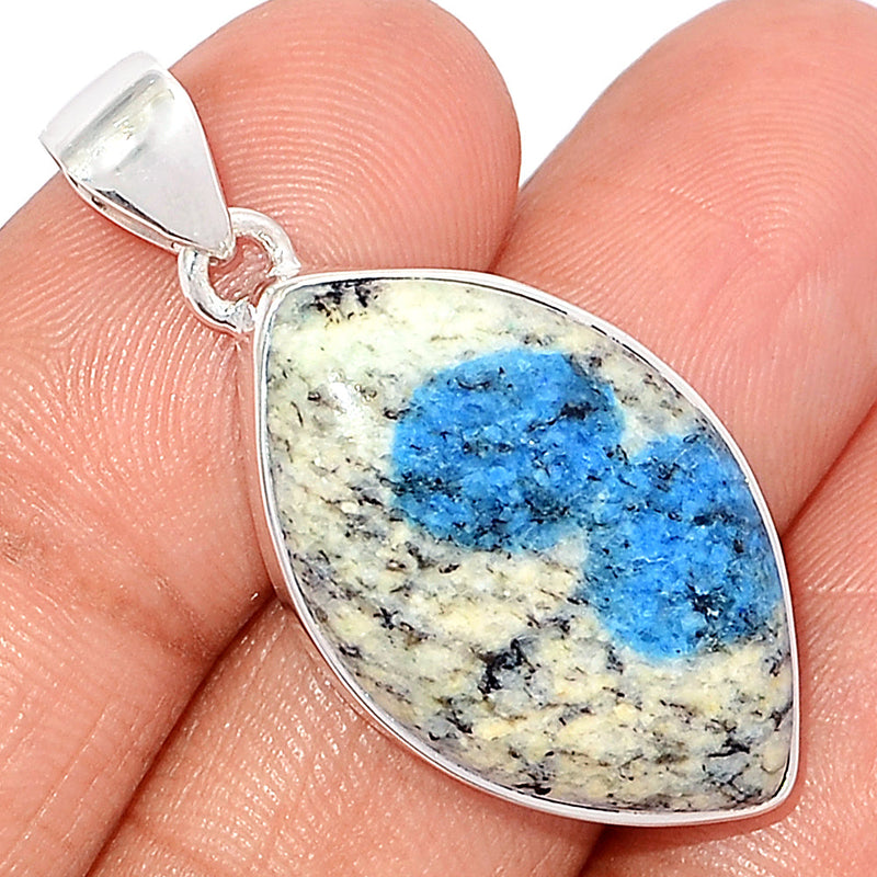 1.6" K2 Blue - Azurite In Quartz Pendants - K2P1173