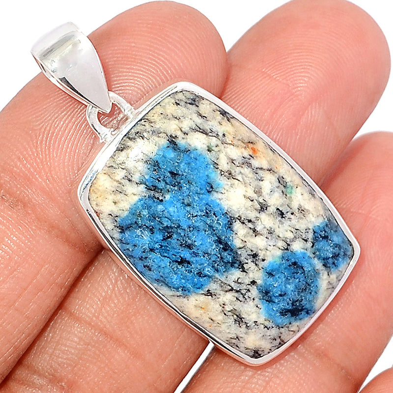 1.7" K2 Blue - Azurite In Quartz Pendants - K2P1176