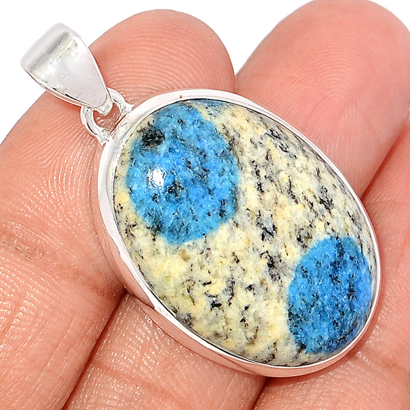 1.6" K2 Blue - Azurite In Quartz Pendants - K2P1211