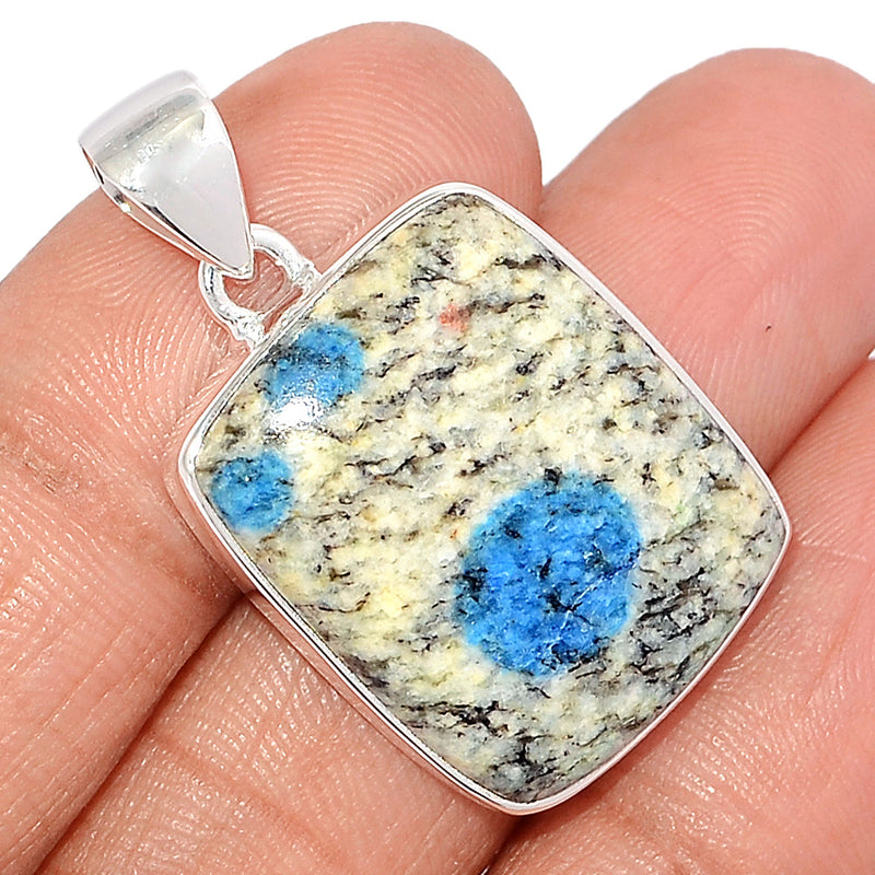 1.5" K2 Blue - Azurite In Quartz Pendants - K2P1214