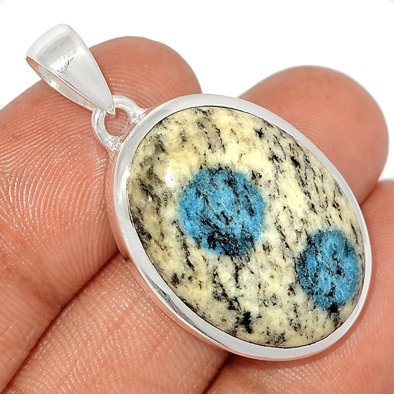 1.5" K2 Blue - Azurite In Quartz Pendants - K2P1224