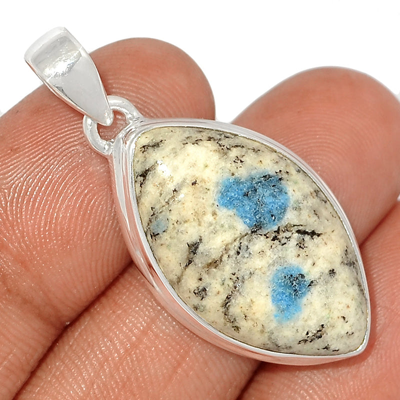 1.6" K2 Blue - Azurite In Quartz Pendants - K2P1232