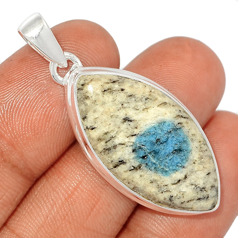 1.7" K2 Blue - Azurite In Quartz Pendants - K2P1245