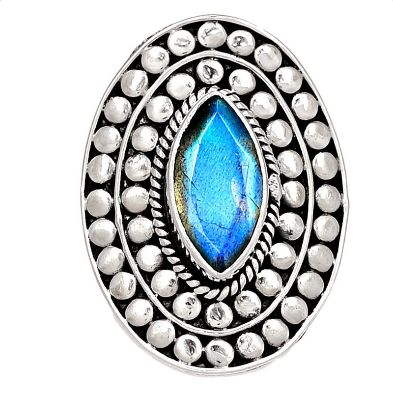 7*14 MM - Fine Filigree - Labradorite Faceted Ring - LBFR846