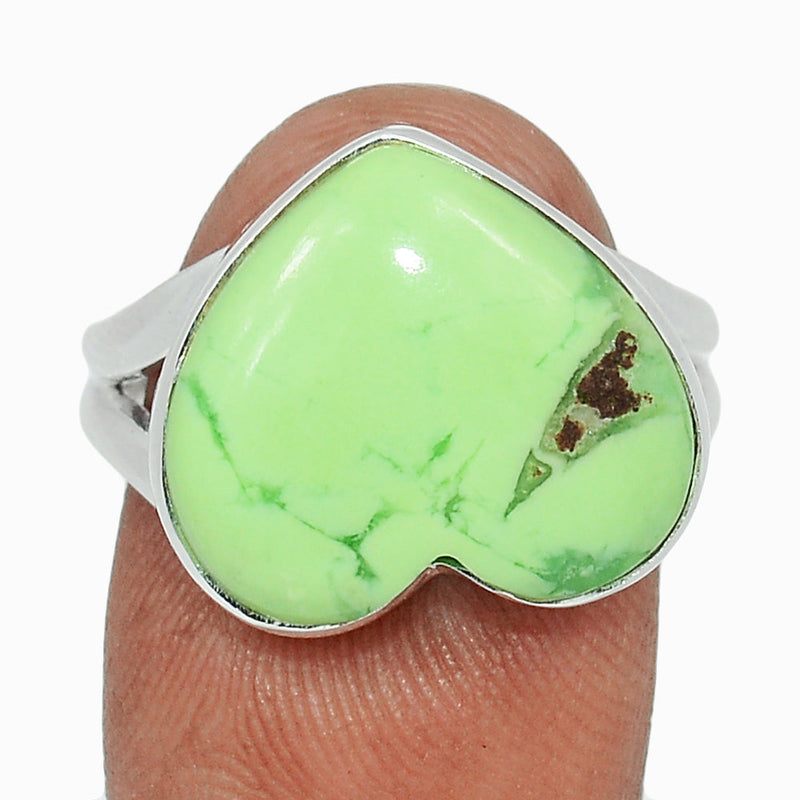 Heart - Citron Chrysoprase From Mint Chrysoprase Ring - LMCR453