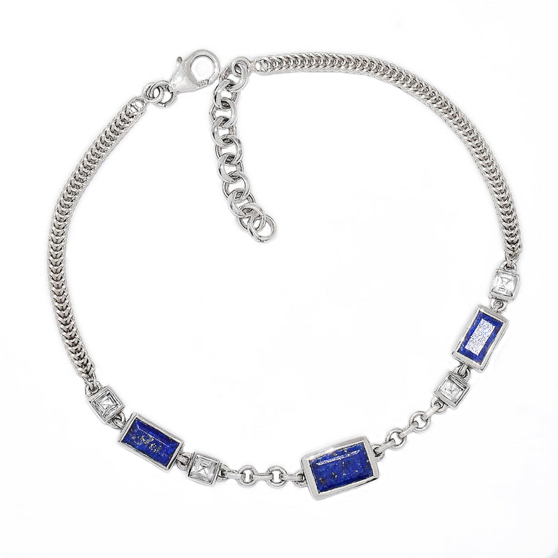 8.3" Lapis Faceted & White Topaz Bracelets - LPFB11