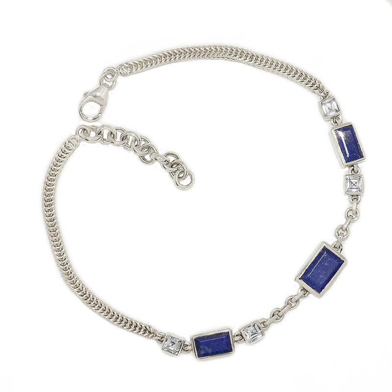 8.3" Lapis Faceted & White Topaz Bracelets - LPFB4