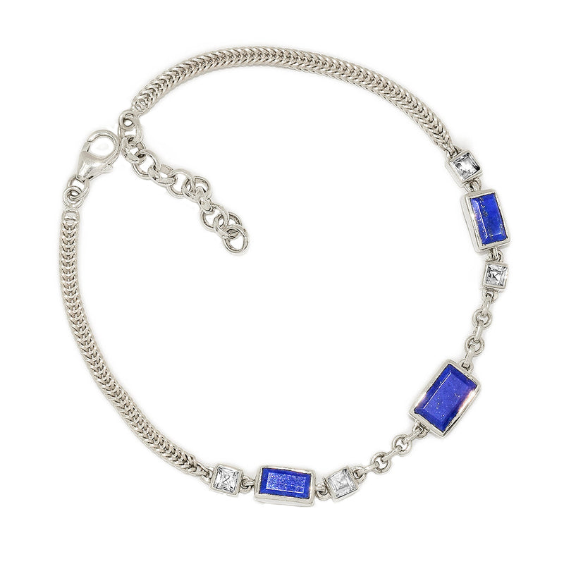 8.3" Lapis Faceted & White Topaz Bracelets - LPFB5