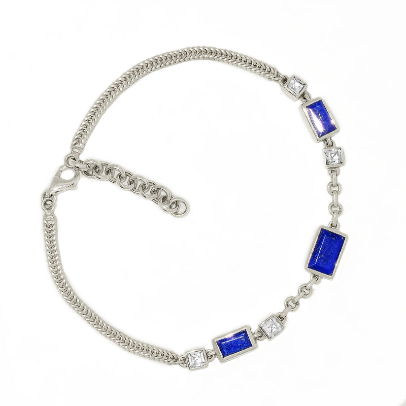 8.3" Lapis Faceted & White Topaz Bracelets - LPFB6